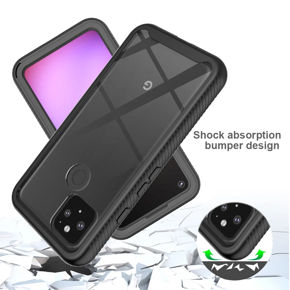 Hybrid Rugged Armor PC + TPU Silicone Shockproof Case For Google Pixel 4A 5A 5G 5 6A 6 Pro Soft TPU Frame Transparent Back Cover