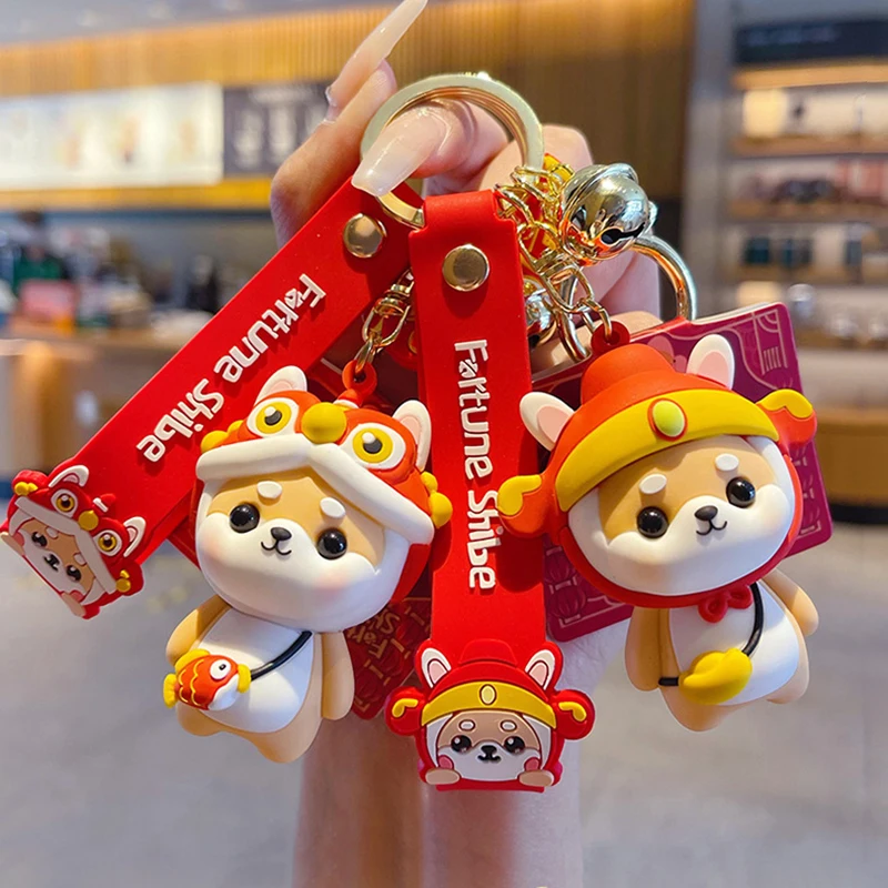 

NEW Anime Car Key Chain Shiba Inu Cartoon Lucky Keychain Keys Pendant Pet Dogs Key Rings Holder New Year Gift Kawaii Keyring