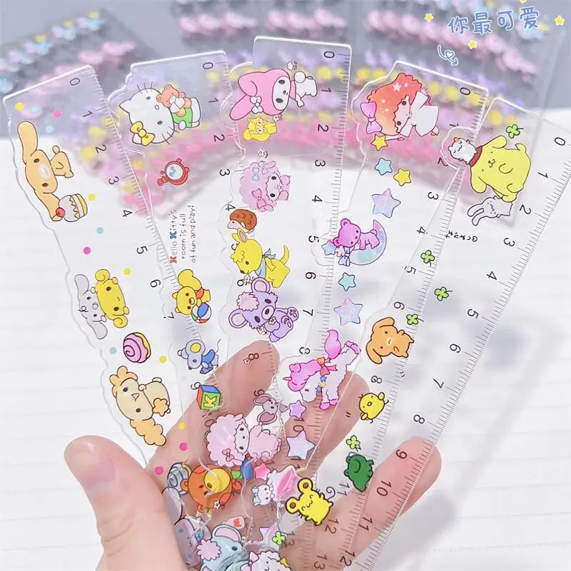 

Kawaii Sanrioed Anime Cartoon series HelloKitty My melody Cinnamoroll Ruler Student Measuring Drawing Ruler Stationery Gift