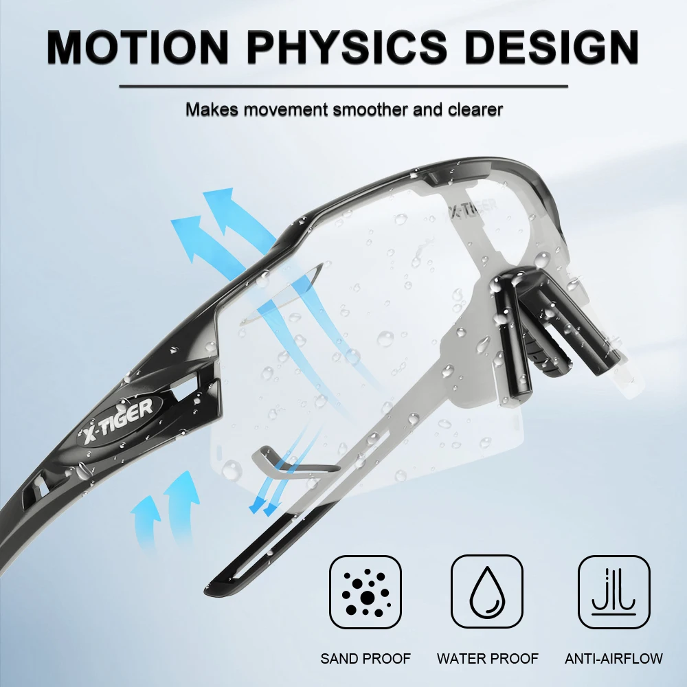 Поляризованные фотохромные солнцезащитные очки для езды на велосипеде X-TIGER