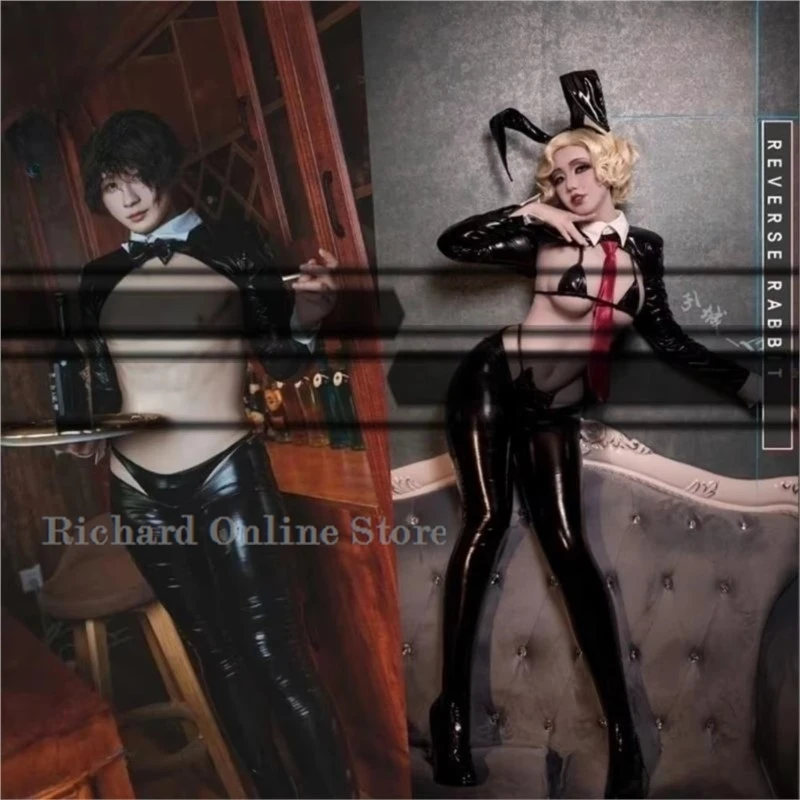 В наличии оригинальный дизайн кожаный обратный кролик косплей костюм из