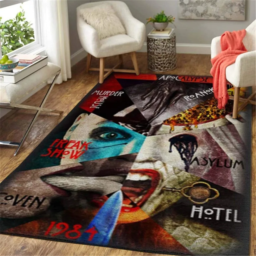 

Splicing Pattern Felt Carpet Horror Movie Animation Home Decoration Pad Living Room Bedroom Balcony Non Slip Floor Mats