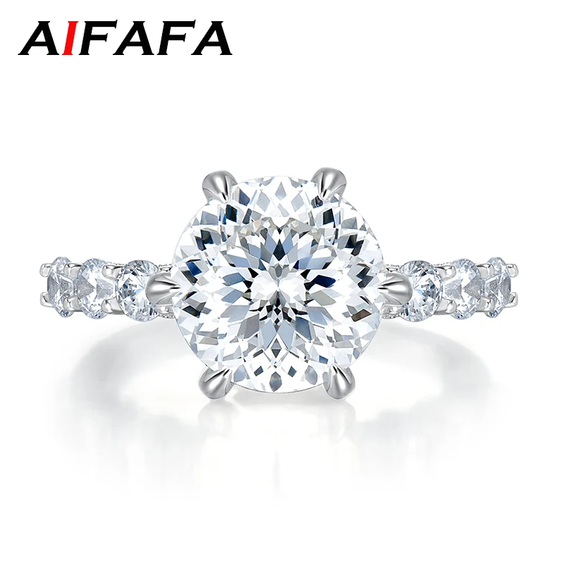 

AIFAFA 100% 925 Sterling Silver 5 Carat Created Moissanite Glisten Gemstone Wedding Big Diamond Ring For Women Fine Jewelry