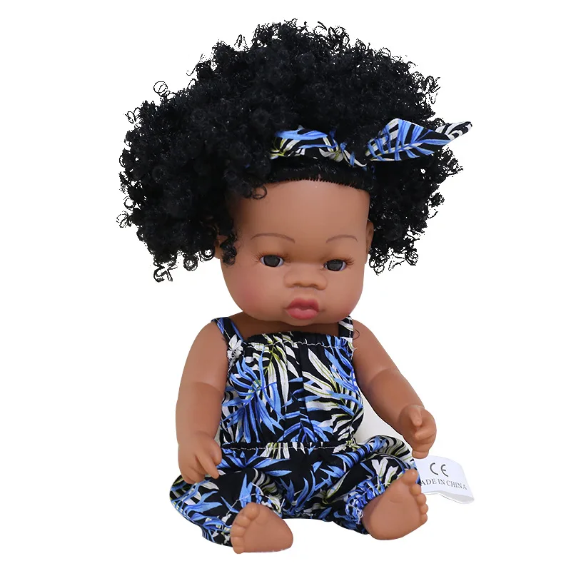 

Black Skin Doll 33cm Soft Glue Africa Bebe Reborn En Full Silicone Real Whole Body Mold Reallist Bb Boy Girls Alive Baby Toys