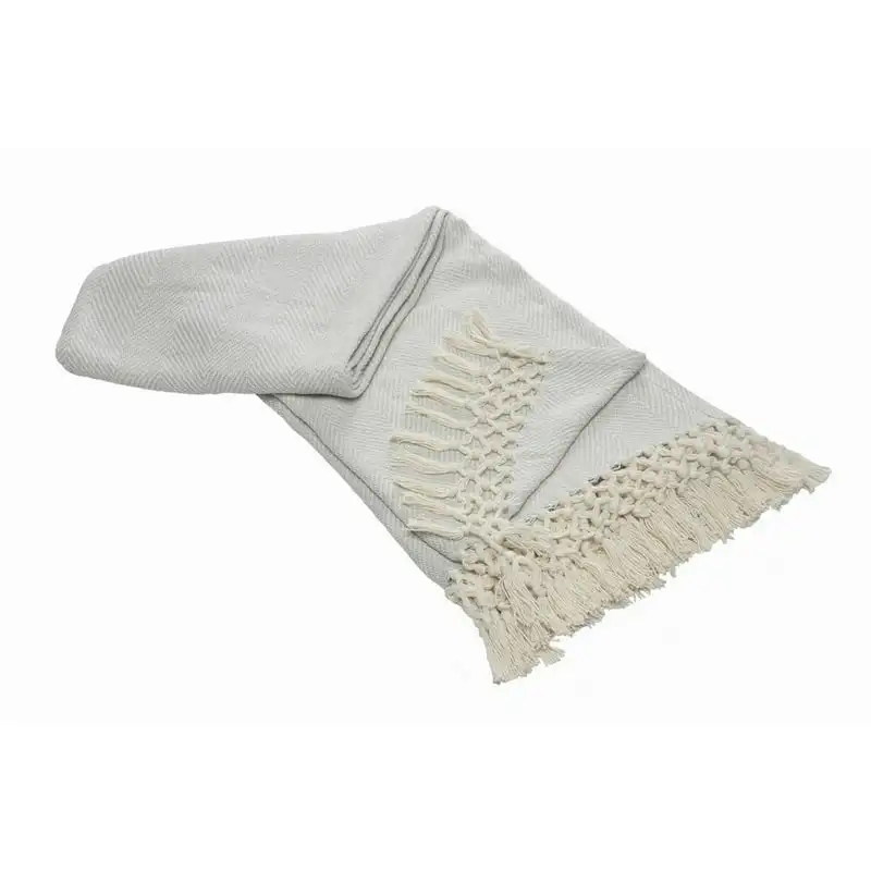 

Chevron Herringbone Soft Gray 50" x 60" Cotton Throw Blanket