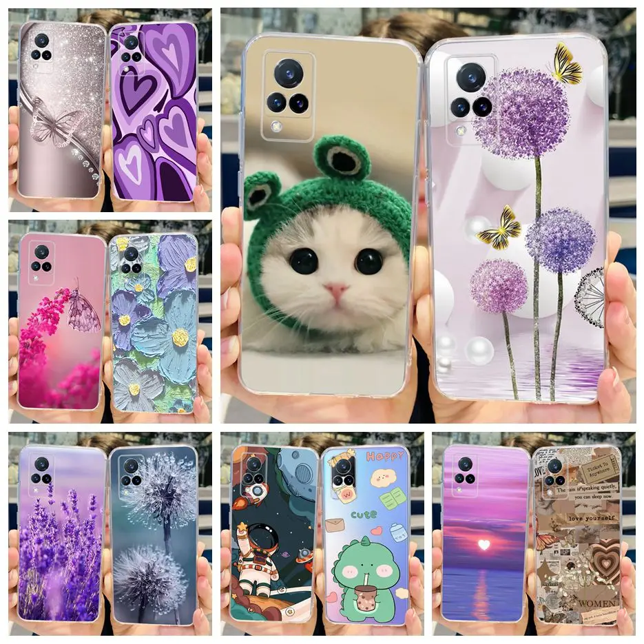 ДЛЯ Vivo V21 чехол V21e Новый Модный с рисунком прозрачный силиконовый мягкий из ТПУ