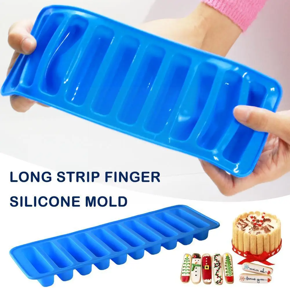 

10 Grids Stick Shape Ice Tray Non-Stick Easy Release Tray Cylinder Cube Mold Jelly Chocolate Out Popsicle Silicone Push Ice I8Z9