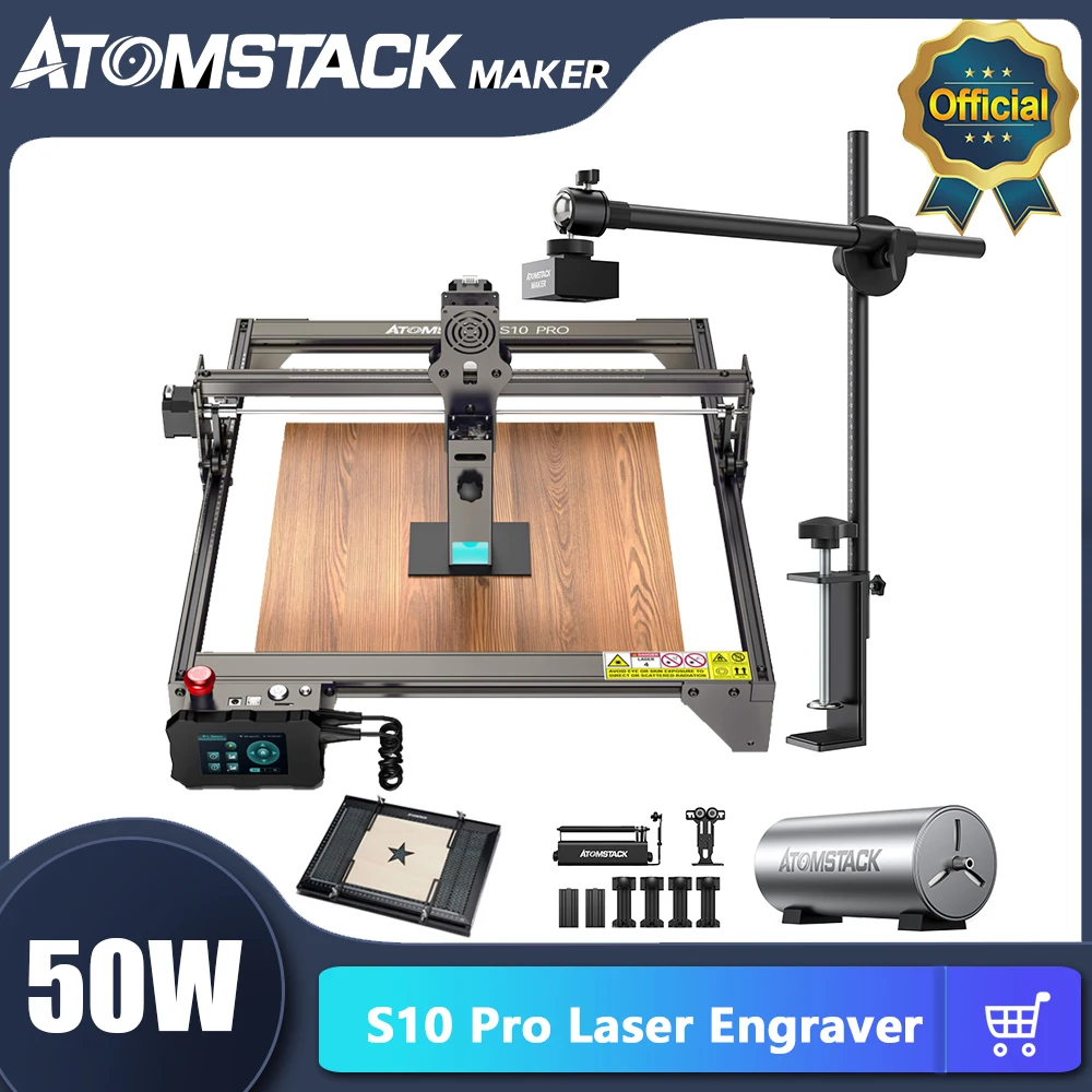 ATOMSTACK S10 Pro 50W CNC Laser Engraving Cutting Machine with 410x400mm Engraving Area Fixed-Focus Ultra-thin Laser High-Energy