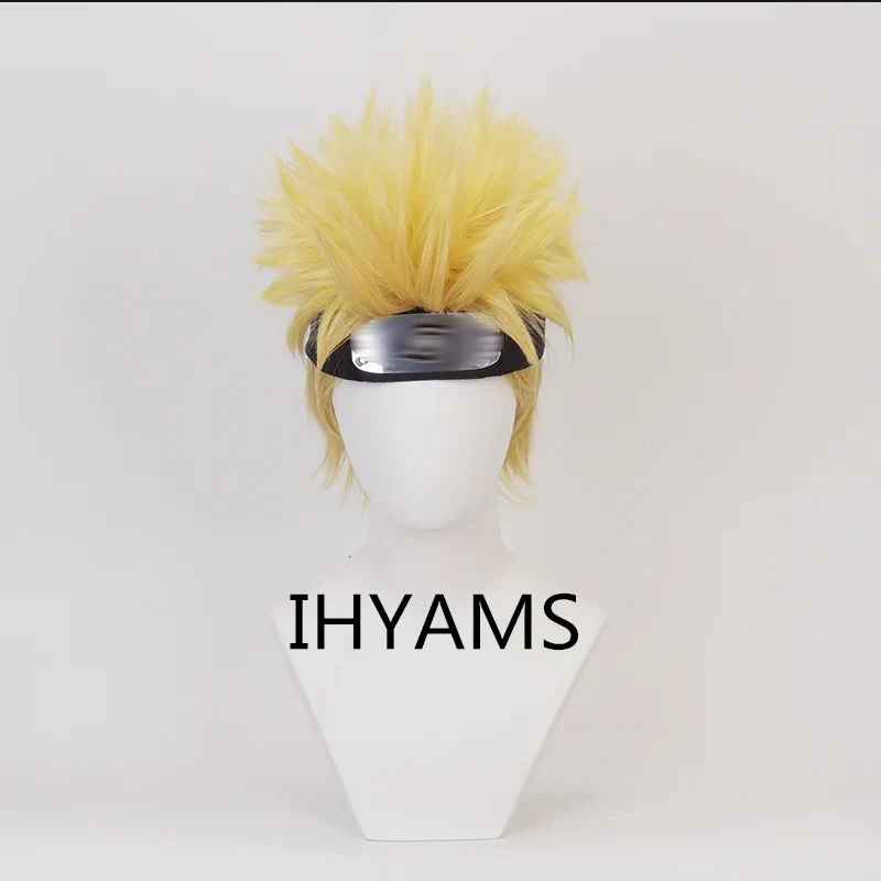 Узумаки Косплей Парики 30 см Короткие золотисто-желтые термостойкие парики из