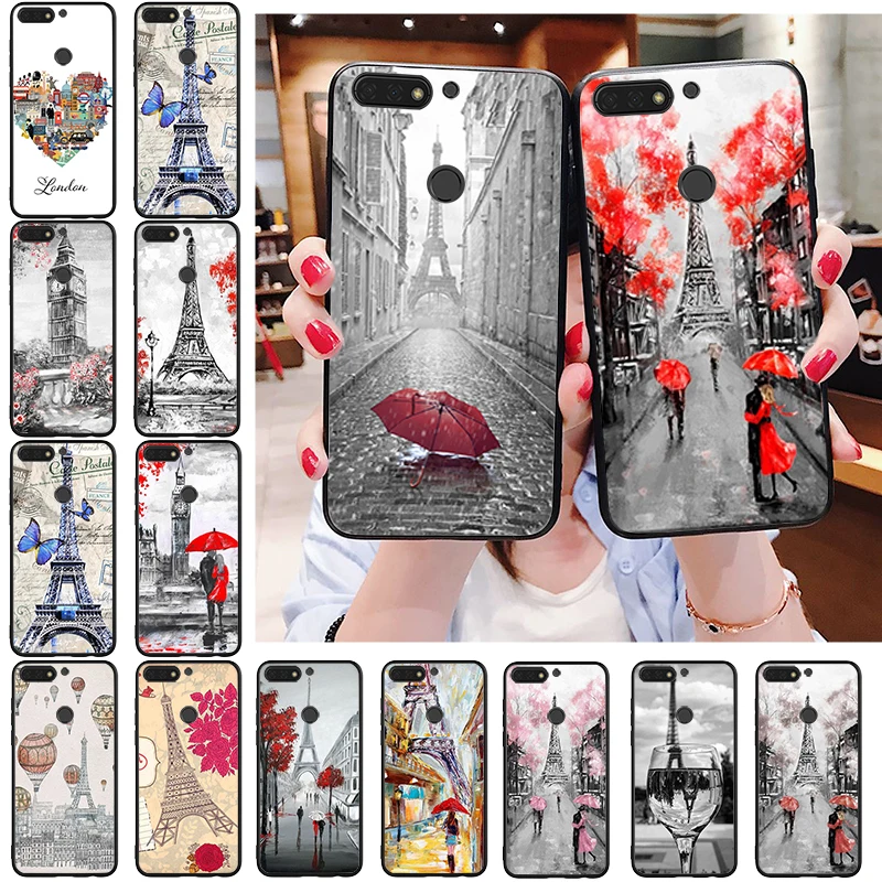 

London Eiffel Tower Autumn Maple Phone Case for Huawei Honor 50 30 Pro 10X Lite 20 7A 7C 8X 9X Pro 9A 8A 8S 9S 10i 20S 20lite