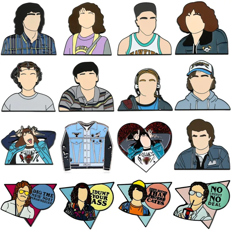 

Eddie Munson Brooch Eleven Dustin Robin Billy Stranger Things Enamel Pin Brooches Metal Badges Lapel Pins Jewelry Accessories