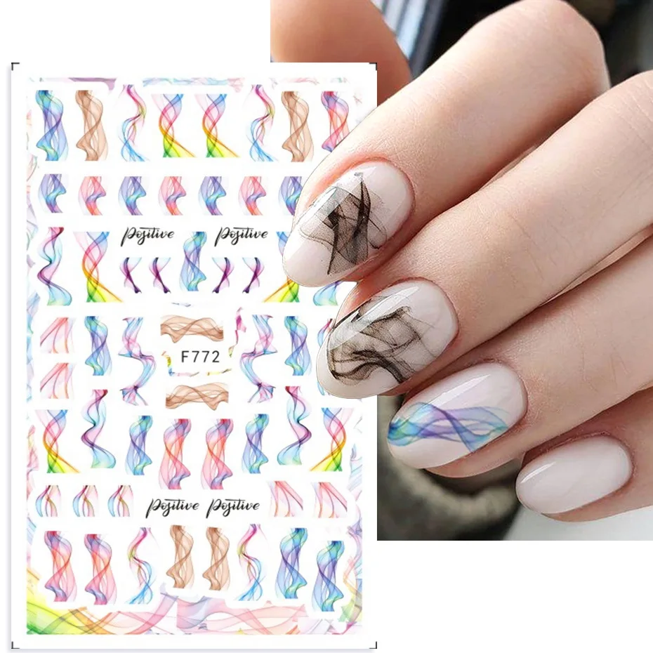 

1PCS Art Handmade DIY Line Flower Nail Decorative Nail Sticker Press Nail Nail Supplies Nail Slider Send Girl Gift Nail Sticker