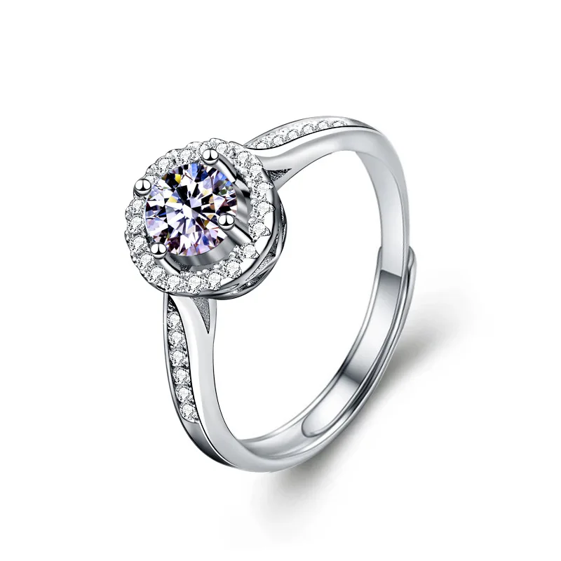 

Moissanite 925 Sterling Silver Princess Ring Japanese and Korean Simple Temperament Diamond Ring Women's Jewelry