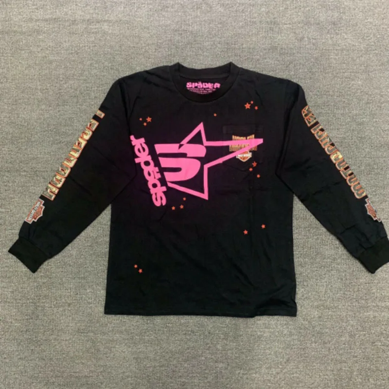 

Sp5der Young Thug 555555 футболка с длинным рукавом черный хлопковый пенообразователь с принтом для мужчин и женщин 1:1 высококачественный пуловер большого размера