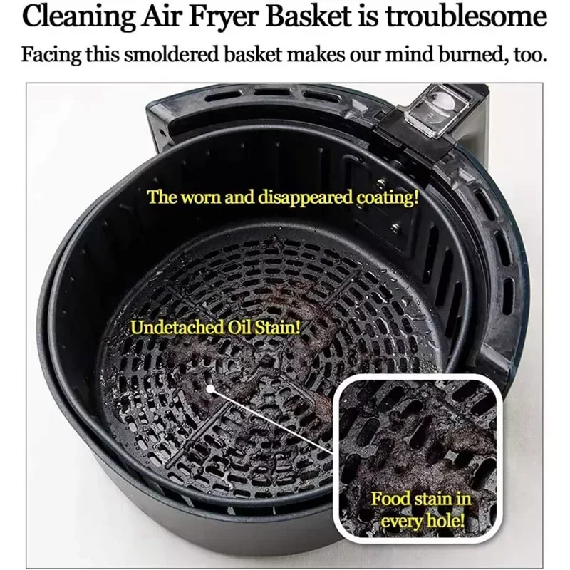 

NEW2023 Fryer Silicone Pot,Replacement for Air Fryer Liners,Round Food Silicone Basket