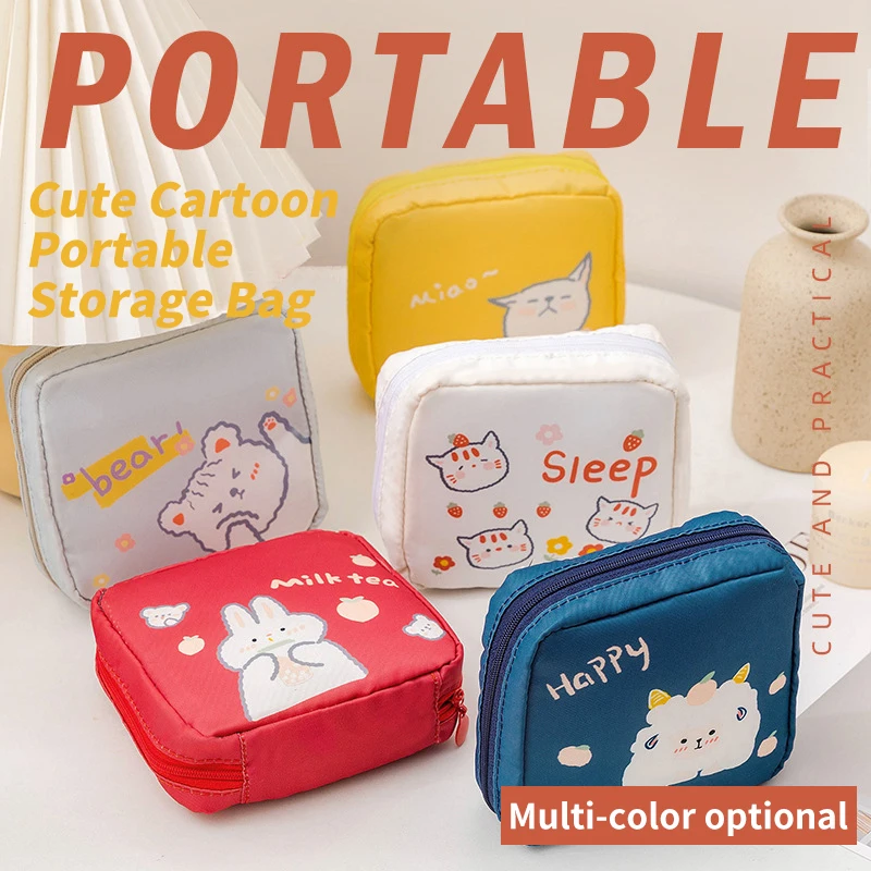 

New Cartoon Sanitary Pad Storage Bag Small Ladies Cosmetic Bag Portable Girls Lipstick Coin Sanitary Bags For Girls Women