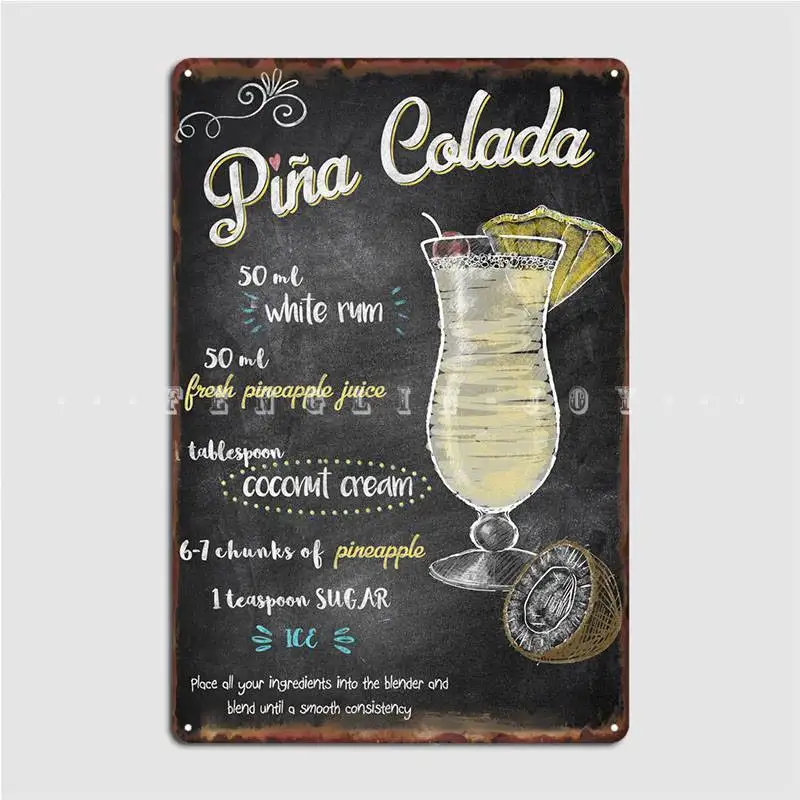 

Pina Colada Metal Plaque Poster Cinema Garage Plaques Kitchen Designing Tin Sign Poster