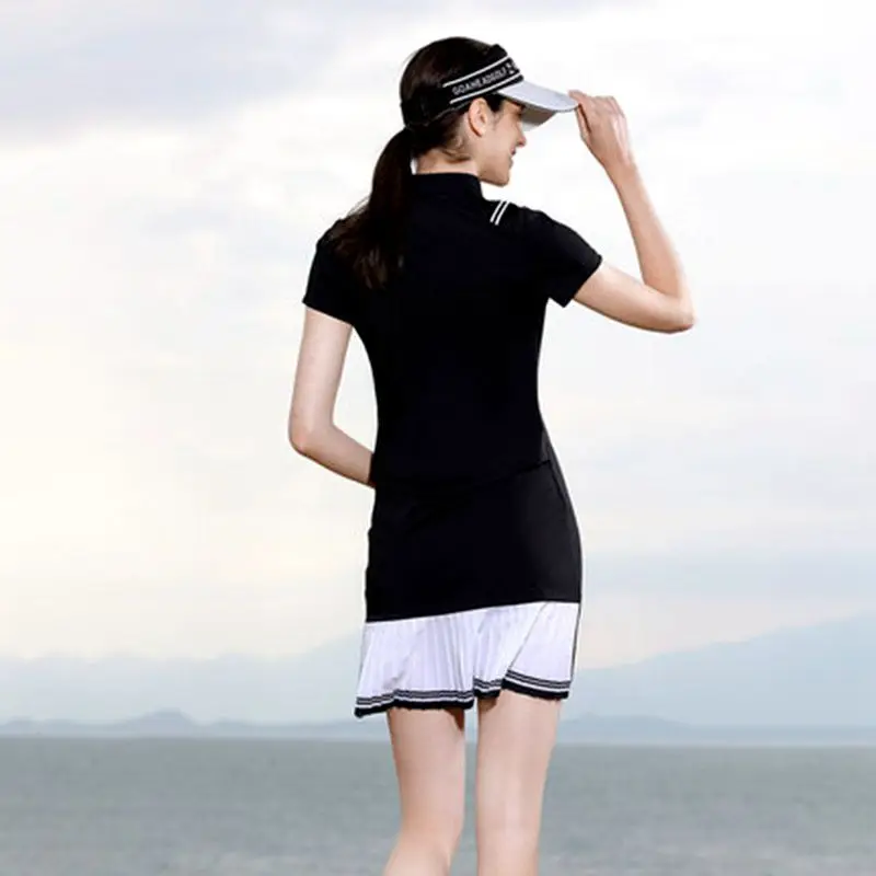 2023 Golf Skirt Women‘s Summer New Stand Collar Waist Slimming Breathable Fashion GOLF Sports Quick-Drying Ladies  Golf Dress