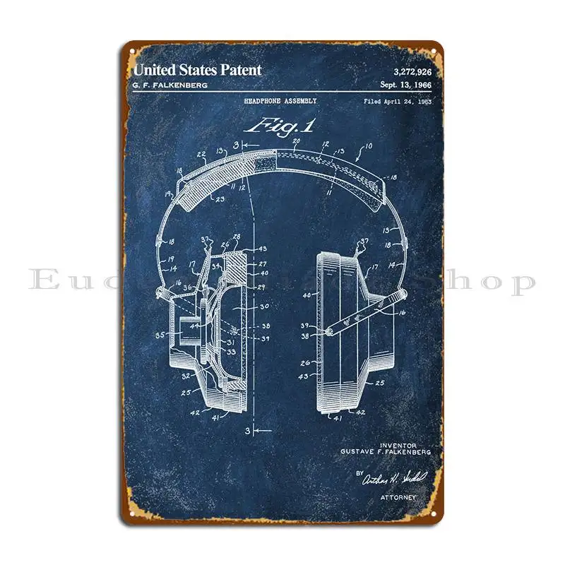 

1966 г., запатентованный металлический плакат для наушников, персонализированный настенный плакат для паба, декор для стен, оловянный плакат для кинотеатра