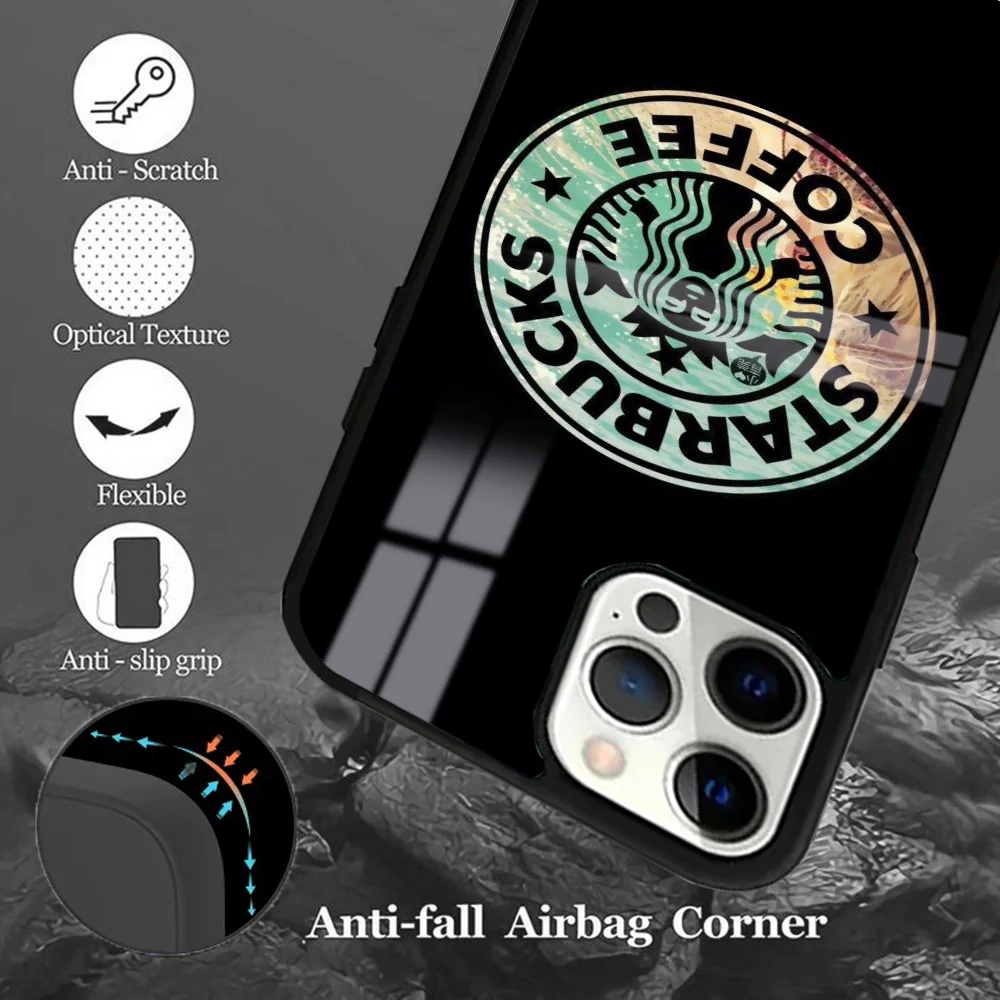 Брендовый чехол для телефона Coffee S-Star B-Bucks iPhone 16 15 14 13 12 11 Pro Max Plus Mini Magsafe Mirror