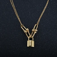 cute simple chain link lock necklace with a padlock pendants for women men fashion stainless steel metal goth jewelry party gift