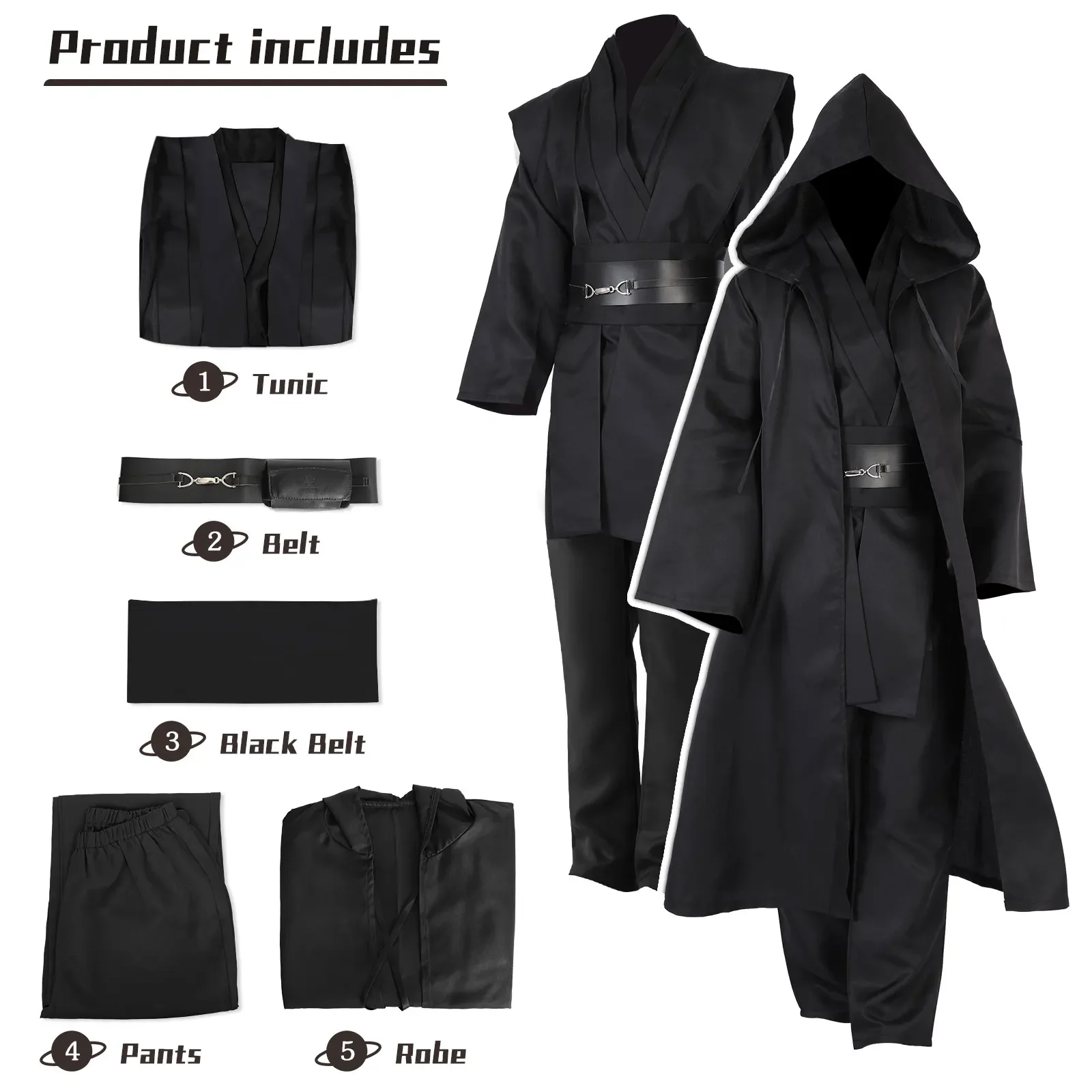 Cafele туника на Хэллоуин костюм для косплея рыцарь-джедай коричневый белый халат с