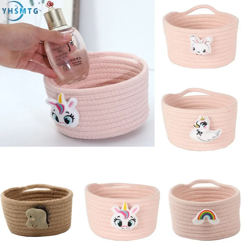 

Cute Basket Kids Toys Cartoon Animals Hand Woven Storage Desktop Organizer Sundries Storage Box Laundry Baskets
