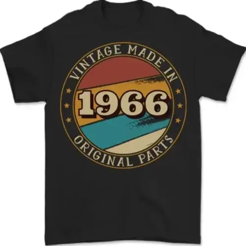 57th Birthday Vintage Made In 1966 Mens T-Shirt 100% Cotton