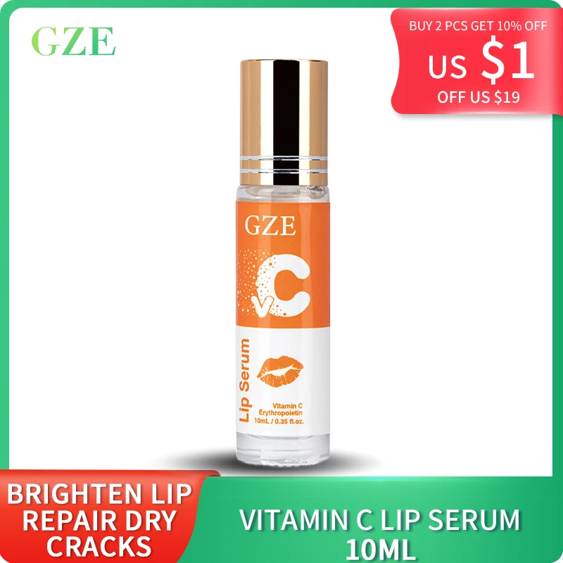 

GZE 10ml Vitamin C Lip Serum Lip Balm Reduce Lip Lines Plumper Moisturizing Gloss Lip Care Nutritious Repair Dry Cracks Makeup