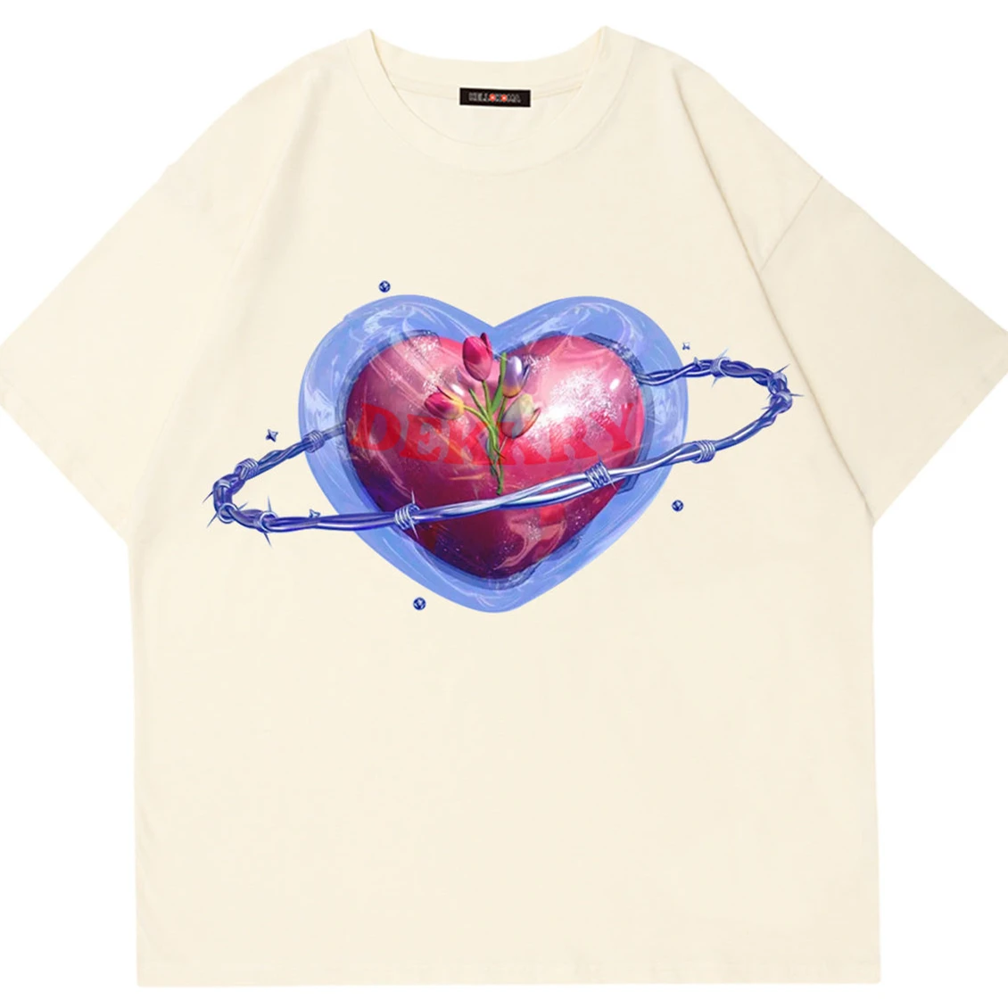 

2022 Streetwear Original Brand Laser Love Graphic T Shirts High Quality Cotton Comfort Oversized Tops Men Woman Summer Large 2XL