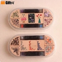 lace corner woden stamp ink pad diy wooden vintage flower crafts for diary decoration scrapbooking gifts stamps supplies