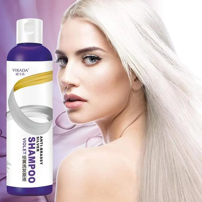 

275ml Shampoo Hair Dye Yellow Removing Linen Gray Silver Color Lock Shampoo Color Protecting For Silver Blonde Bleached Gra