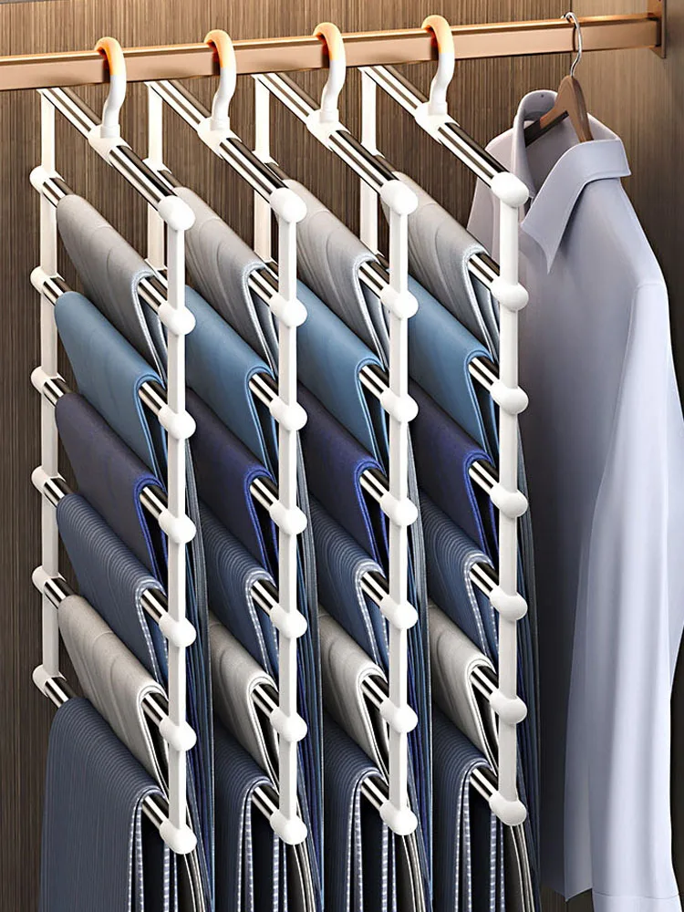 

Closet Organizer Racks for Pants Trouser Hangers 1/2pcs Clothes Racks Multifunction Stainless Steel Clothes Hangers