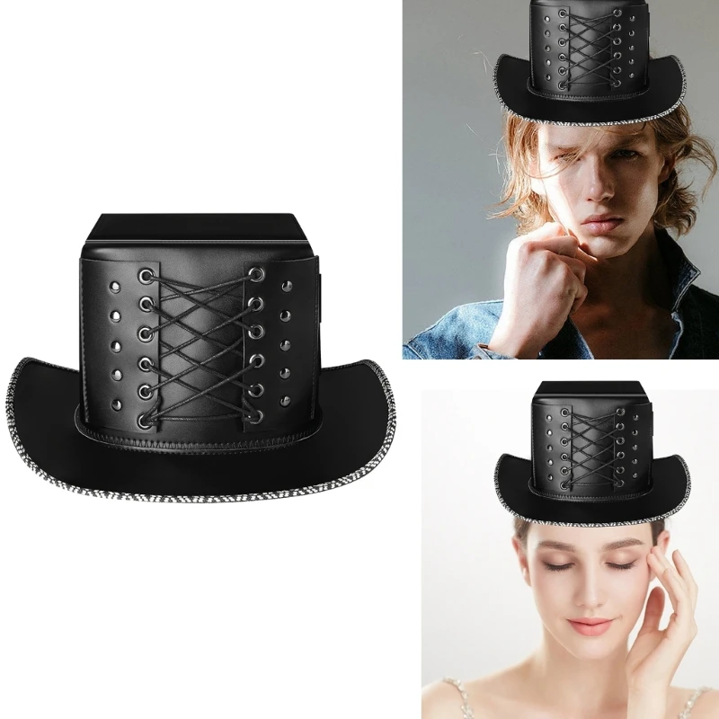 

652F Magician Black Color Holiday Party Halloween Gentlemen Hat Fashion Unisex Personality Party Show Adult Hat