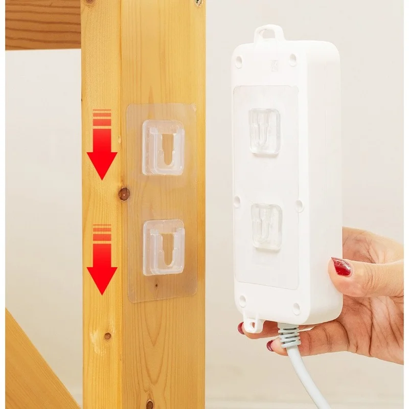 

1 Pair Non-marking Pin-and-socket Buckle Retainer Punch-free Multifunctional Hook Wall-mounted Router Rack Patch Home Organize