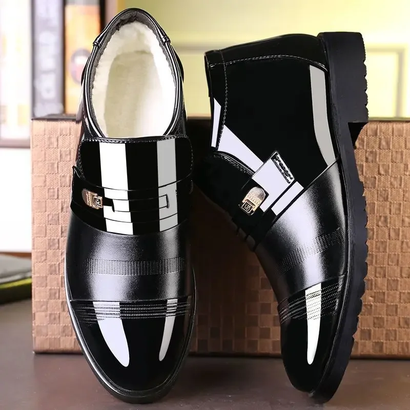 Рабочие мужские зимние ботинки без шнуровки теплая морозостойкая мужская зимняя