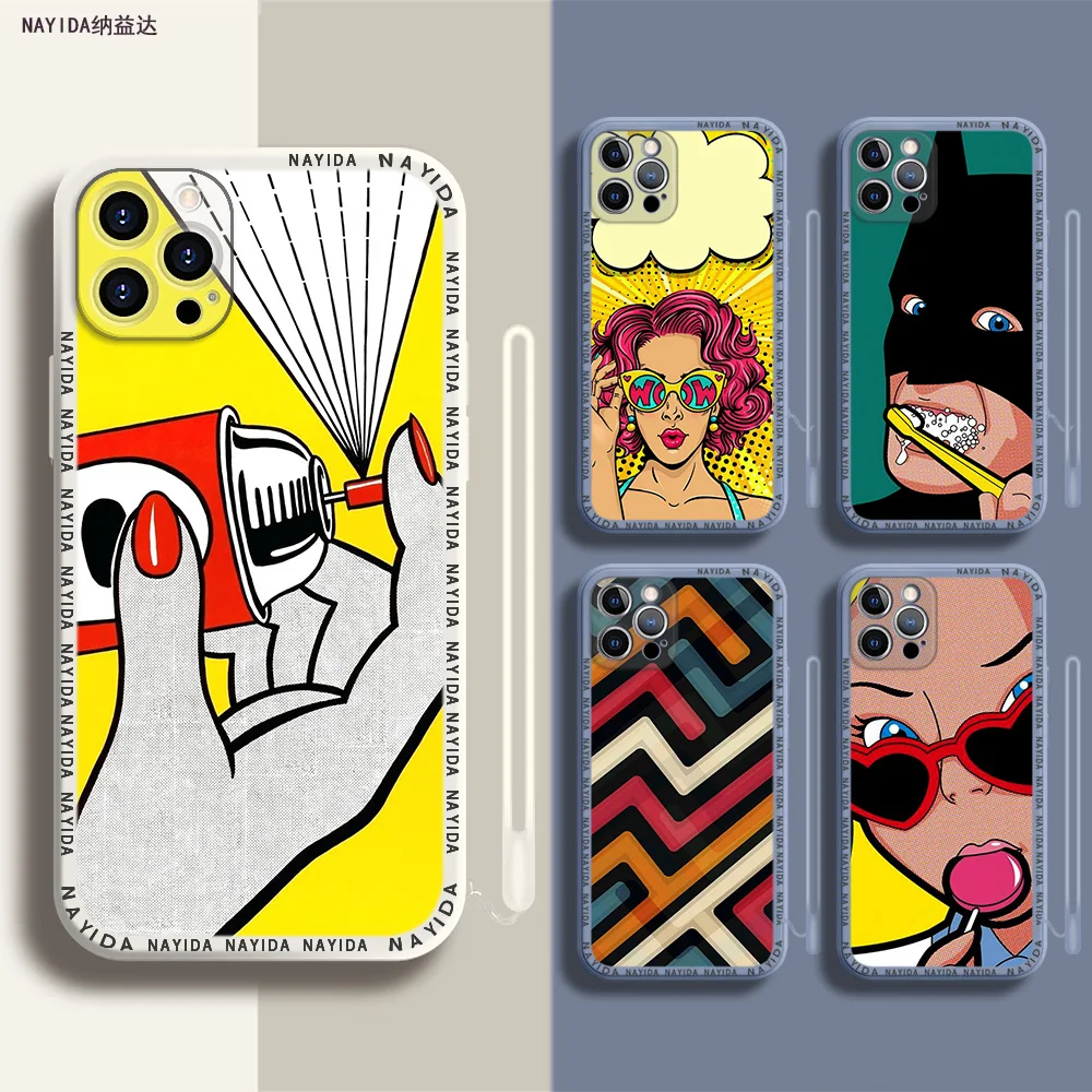 

Phone Case For iPhone 14 13 11 12 Mini Pro Max XS XR X Soft Silicone TPU Cover pop art lichtenstein