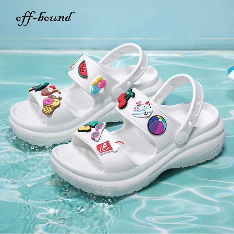 

Шлепанцы женские для сада и пляжа, повседневная обувь с подвесками, сандалии на платформе, тапки для девушек