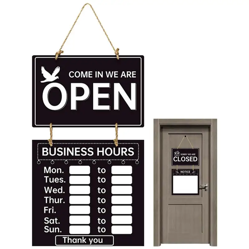 

Open Closed Sign For Business Door Double Sided Store Hours Signs For Business Hanging Open And Closed Sign With Hours