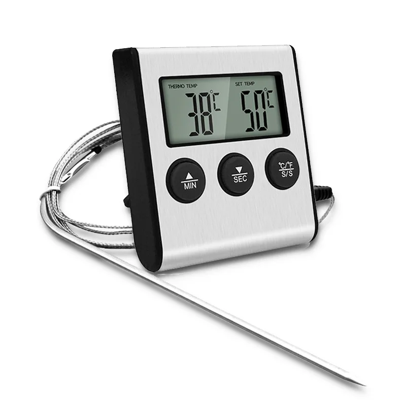 

Thermometer Meat Food Temperature For Oven BBQ Grill Timer Function with Probe