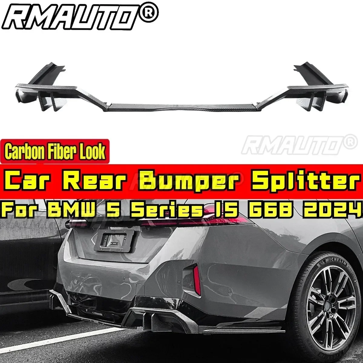 Для BMW 5 серии I5 G68 2024 комплект кузова задний бампер глянцевый черный MP-стиль