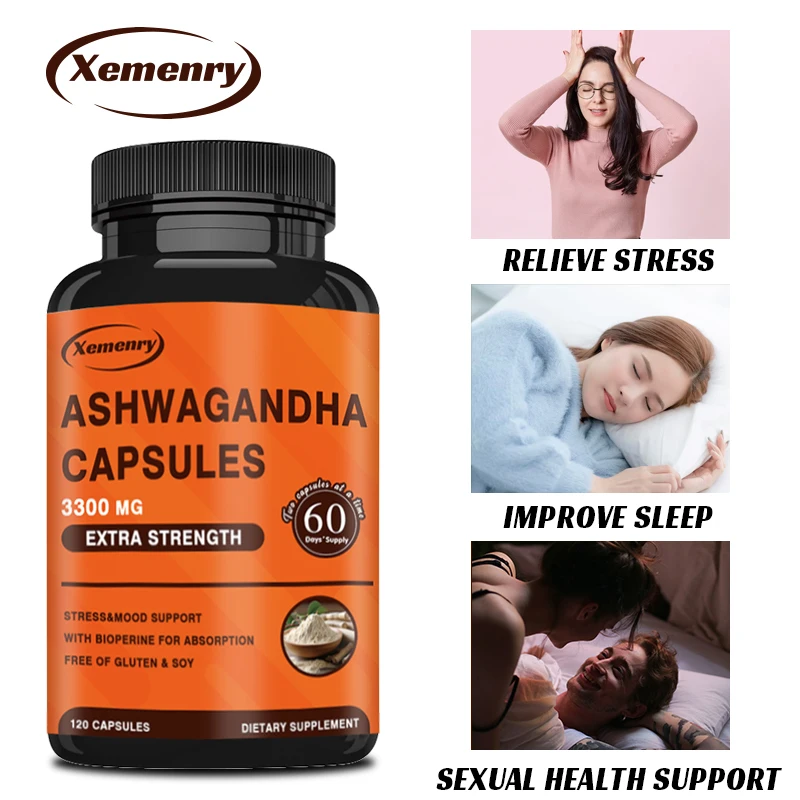 

Ashwagandha Capsules Extra Strength - Stress Relief Formula, Natural Mood Support, Stress, Focus and Energy Support Supplement