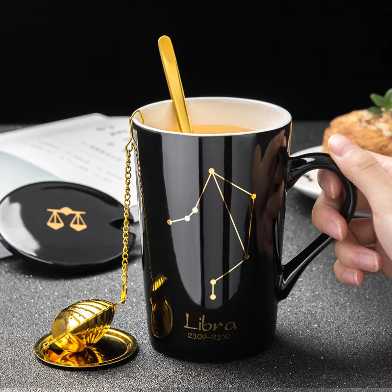 

Creative Constellation Ceramic Coffee Cup Filtered Tea Cup Mark Mark's Office Water Cup Tea Cup Personalized Gift Gift Box