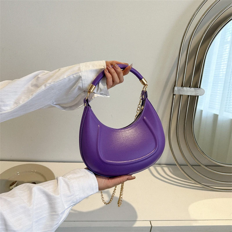 Korean Luxurious Bags Women's Fashion Handbags Retro Solid Color PU Leather Shoulder Underarm Bag Casual Women Hobos Handbags