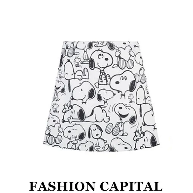 

Летние юбки-трапеции с принтом и высокой талией для девочек