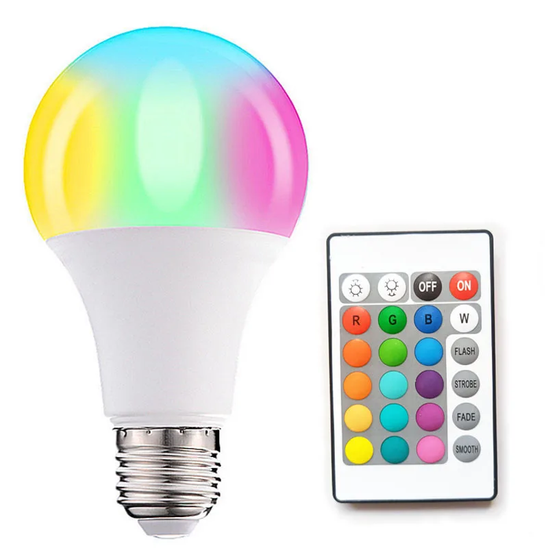 

220V E27 RGB LED Bulb Light 5W 10W 15W 20W RGBWW Light 110V LED Lampada Changeable Colorful RGBW LED Lamp With IR Remote Control