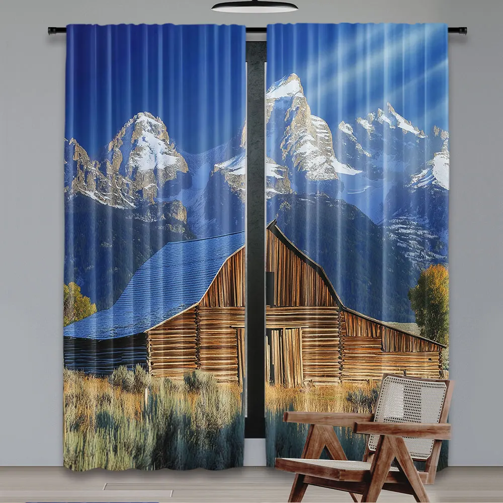 2 шт. деревенская занавеска Moulton Barn и Teton Mountain Range в национальном парке Grand Wyoming