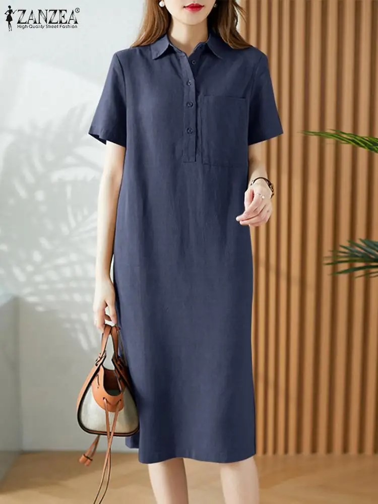 

Платье ZANZEA женское в стиле кэжуал, до колена, с отворотом