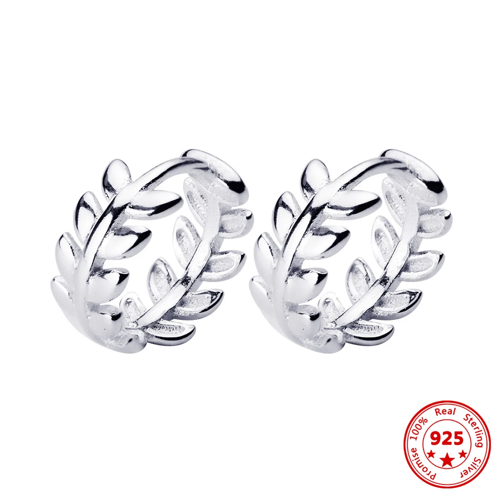 

100% Pure S925 Silver Female Clasp Artistic Wishing Earrings Of Korean Fashion Artistic Style Simple Small Fresh Leaf Shape