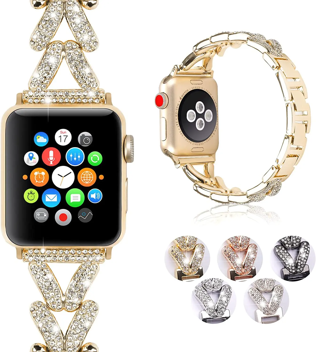 

Браслет из нержавеющей стали, совместимый с Apple Watch Band, браслет со сверкающими бриллиантами 38 мм 40 мм 41 мм 42 мм 44 мм 45 мм Se 8 7 6 5 4 3